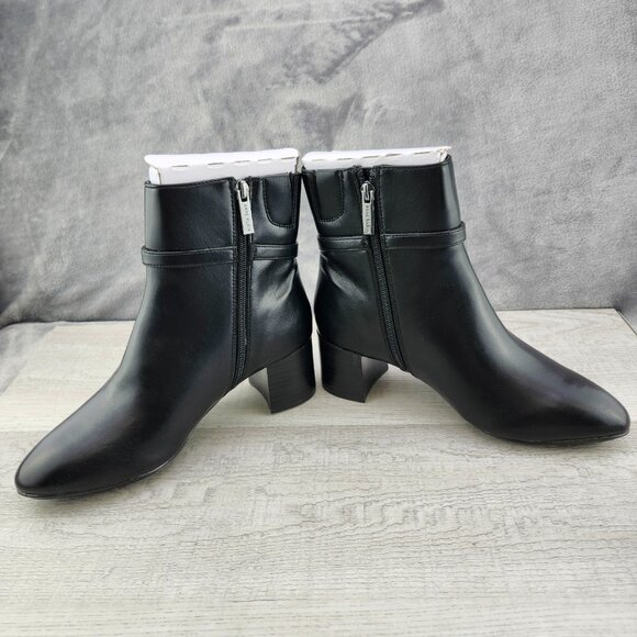 AK Anne Klein Women Size 8 Kalana Black  Over Ankle Iflex Side Zip Faux Leather - Picture 7 of 15